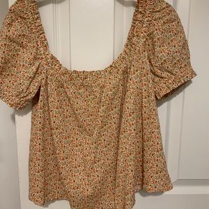 Reformation cropped puff sleeve blouse